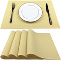 WAZAIGUR Placemats Crisscross Woven Vinyl Place Mats Set of 4 Yellow