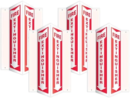 Accuform Fire Extinguisher 3D Projection Sign, 18"x4" High-Impact Plastic with Pre-Drilled Mounting Holes, Made in USA, PSP315 (Pack of 4)
