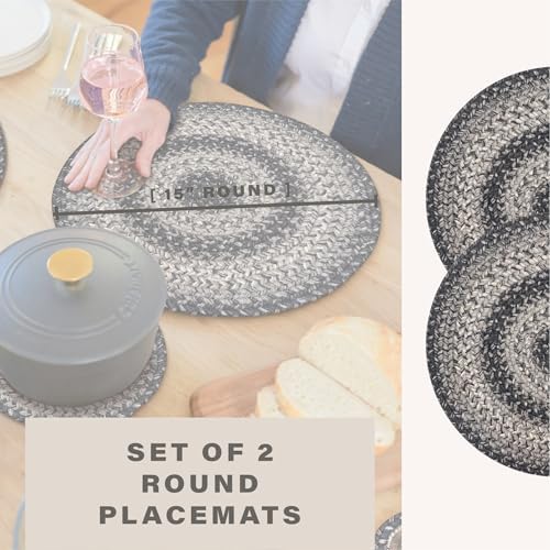Homespice Flint Hill Jute Braided Placemats, Round 15" Set of 2
