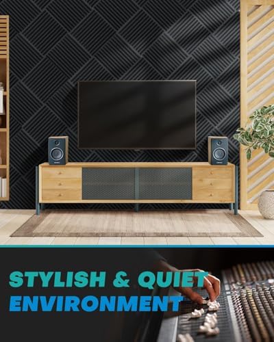 52 Pack Acoustic Foam Panels, 1 X 12 X 12 Inches Sound Proof Foam Panels for Walls, High Density Acoustic Panels Sound Absorbing, White Noise Cancelling Studio Wedges (NOT INCLUDE ADHESIVE)