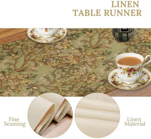 William Morris Tree of Life Table Runner Vintage Flowers Table Runner for Dining Table Decor 13 x 90 Inch