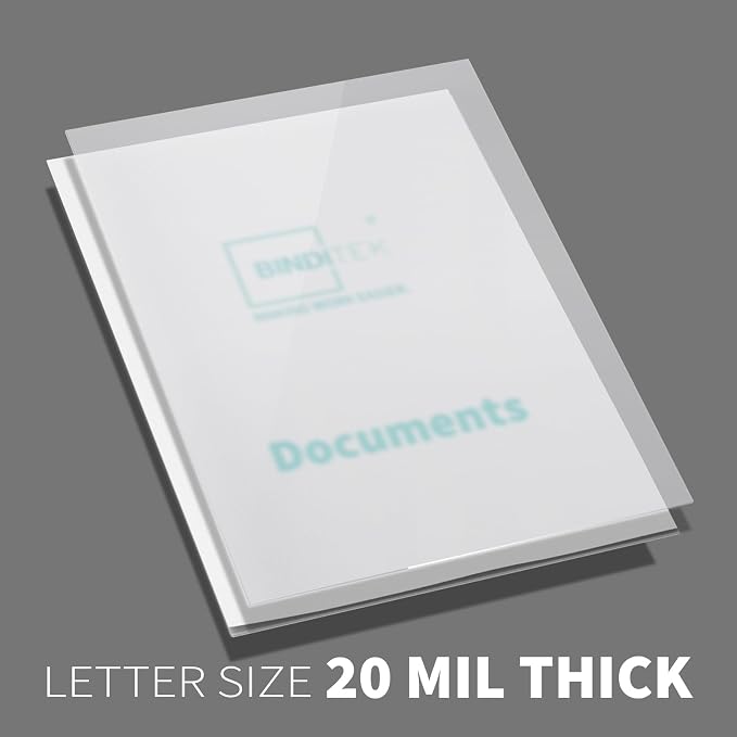 Binditek 50 Pack 20 Mil Frosted Polycover, Semi-Transparent Binding Covers, 8-1/2 x 11 Inches, Lightly Textured Sand Finish, Square Corners, Unpunched