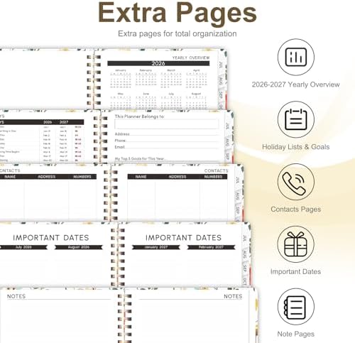 Planner 2026-2027, Weekly and Monthly Academic Planner, July 2026 - June 2027, Hardcover Calendar Agenda Book for School Year Planning, School Supplies for Teacher and Student, A5(6.3'' x 8.5'')