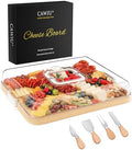 CAWIU Large Charcuterie Board with Lid, Portable Cheese Board & Snack Tray
