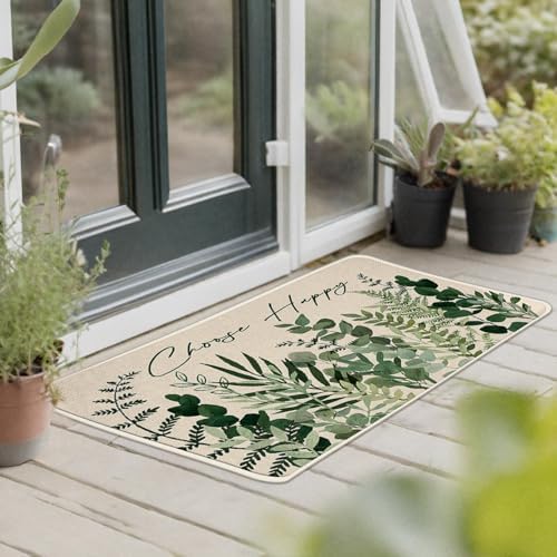 Green Eucalyptus Leaves Botanical Kitchen Rugs Set of 2