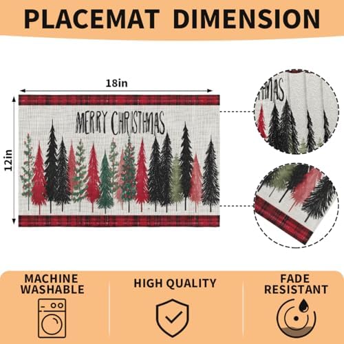 Placemats 12x18 Inch Washable Linen Place Mats Cloth Tables Mats