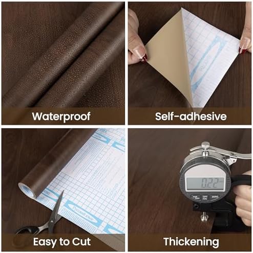 Abyssaly Wood Contact Paper- Brown Walnut Wood Grain Peel and Stick Wallpaper for Countertops - Self Adhesive Removable Wood Viny Film Easy to Clean for Cabinets Desks and Drawers 15.7" X 393"