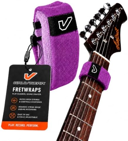 Gruv Gear Fret Wrap & Guitar Mute, Fretwrap for Acoustic, Electric & Bass | String Dampener Recording, Tapping & Practice Accessory (1 Pack, Large Purple, Fits 6 String Bass, 8 String Guitar)