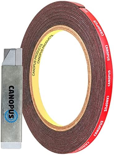 CANOPUS Double Sided Tape, 5952 Heavy Duty Mounting Tape, Strong Bond & Weatherproof Seal Strip for Automotive Mounting, Picture and Photo Frame, Poster, Craft, 0.25 in x 15 ft, Black, Made in USA