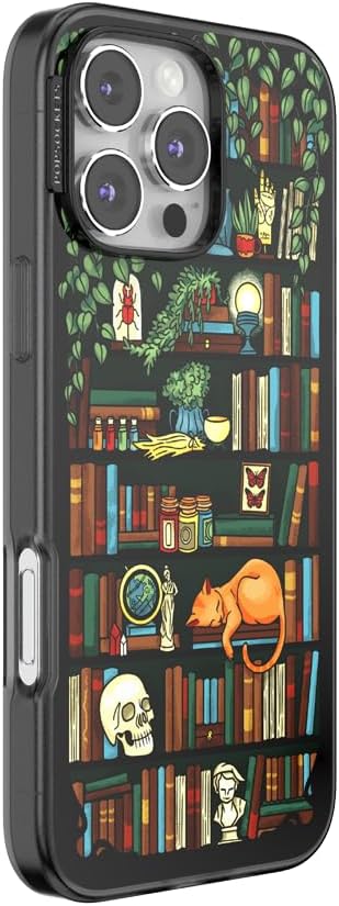 PopSockets iPhone 16 Pro Max Phone Case with MagSafe, Wireless Charging Compatible, Bookish - Storied Shelves