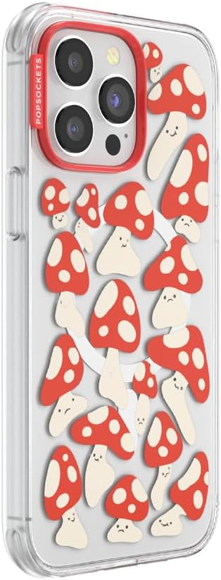 PopSockets iPhone 14 Pro Max Case with MagSafe, Phone Case for iPhone 14 Pro Max, Grip Sold Separately, Wireless Charging Compatible - Red Shrooms