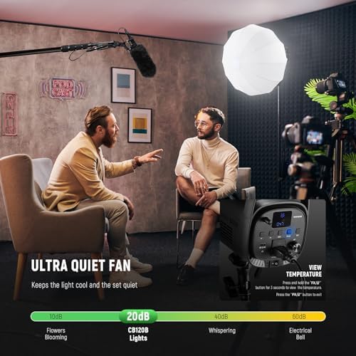 NEEWER CB120B 120W LED Video Light with 2.4G&APP Control COB Bi Color 2700K-6500K 78000lux at 1m/CCT Mode/CRI97/12 Scenes/Bowens Mount Continuous Output Lighting for Studio Photography/Video Recording