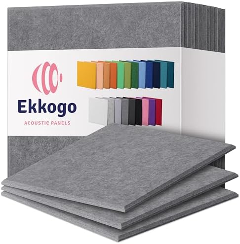 Acoustic Panels - 12 Pack, 12"X12"X0.4" Soundproof Panels - Pebble Gray Square
