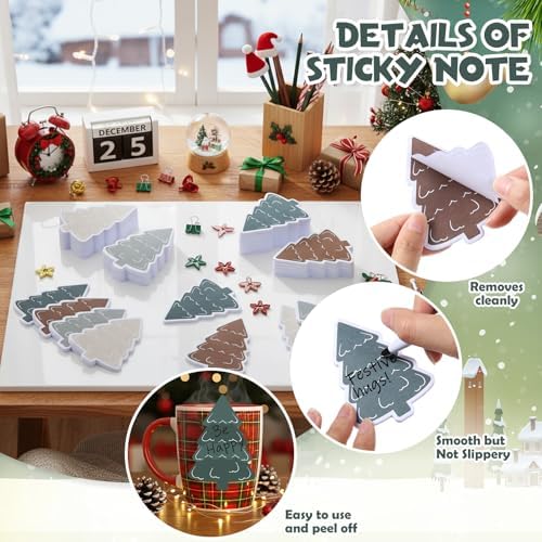48 Pads 1440 Sheets Christmas Tree Sticky Notes Summer Xmas Note Pads Self Adhesive Memo Pad Cute Gifts