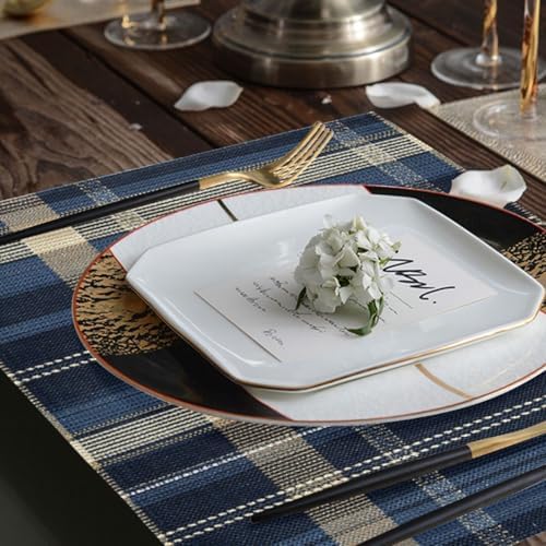 ALAZA Navy Plaid Tartan Pattern Set of 4 Placemats Rectangle Table Mat for Dining Table Restaurant Kitchen Home Decor, 12" x 18"