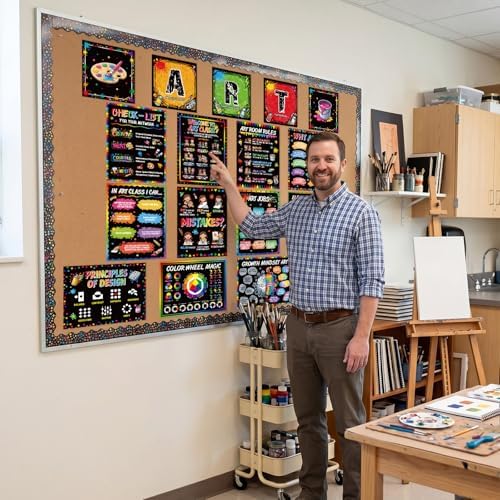 Funrous 17 Pcs Art Classroom Posters Elements of Art Bulletin Board Decor