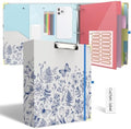 3 Ring Binder 2 Inch for Letter Size 8.5" x 11" Paper, Clipboard Binder with 5 Tabbed Dividers with Pockets, Plastic Folder and 40 Divider Stickers, School and Office Supplies, Vintage Blue Butterfly