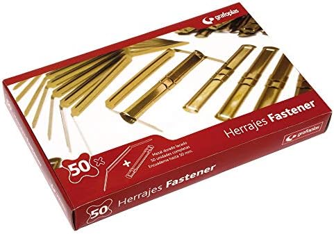 Grafoplás 5400050. Box of 50 Metal Fasteners for Binding with Tab and Slide, Garnet