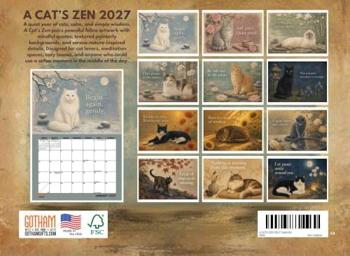 A Cats Zen Peaceful Cat Art Mindful Quotes Inspirational Calendar 2027 Monthly Wall