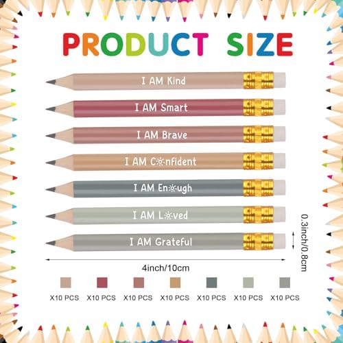 70Pcs Inspirational Golf Pencils Calming Corner Theme 4 inch Short Woodden Pen-cils for Boys, Girls, Students and Teachers Office Supplie Back to School Gift