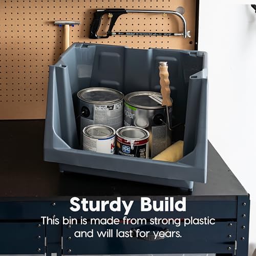IRIS USA 3-Pack Large Open Front Storage Bins, Gray