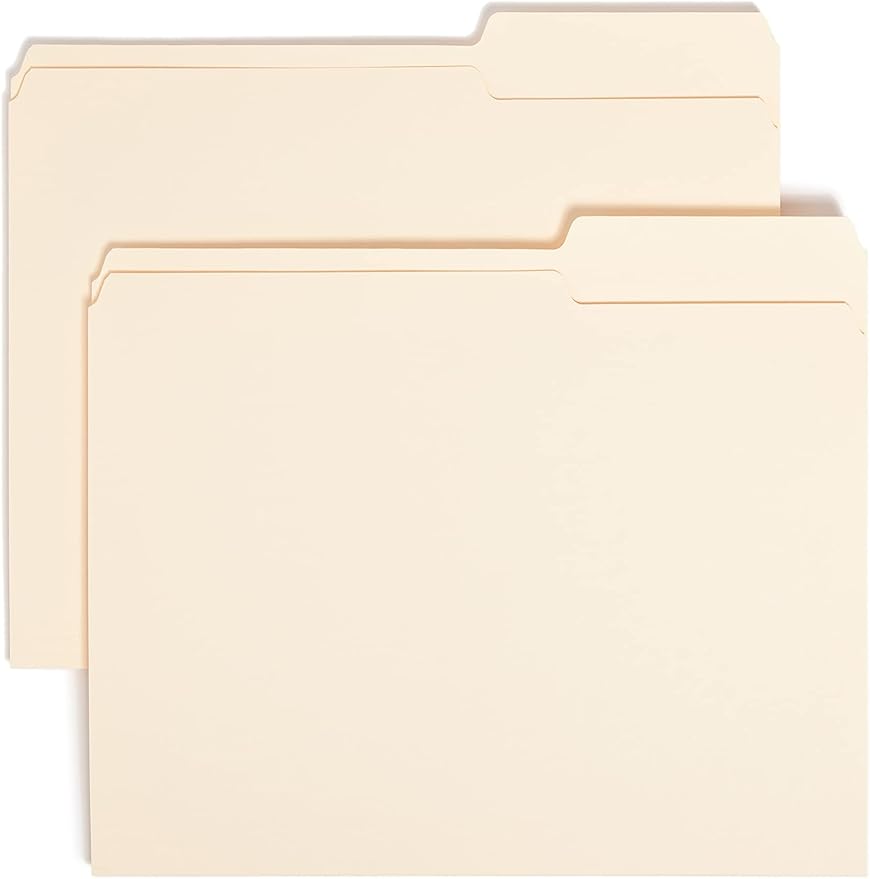 Smead File Folder, 2/5-Cut Tab, Right Position, Letter Size, Manila, 100 per Box (10385)