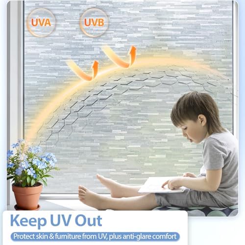 GTJ Frosted Glass Window Film for Privacy, Static Cling,17.5 x 157.5 in
