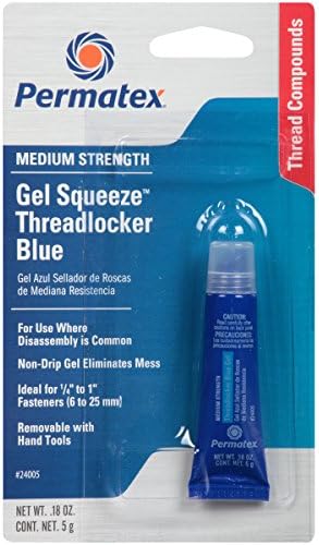 Permatex 24005-6PK Medium Strength Threadlocker Blue Gel, 5 g Gel Squeeze Tube (Pack of 6)