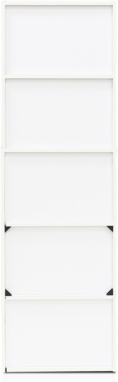 Furinno LUDER Book Shelf, 5-Tier Bookshelf, Bookcase with Open Shelves, 9.4 x 15.8 x 52, Easy Assembly, for Living Room, Bedroom, Home Office, White/Green