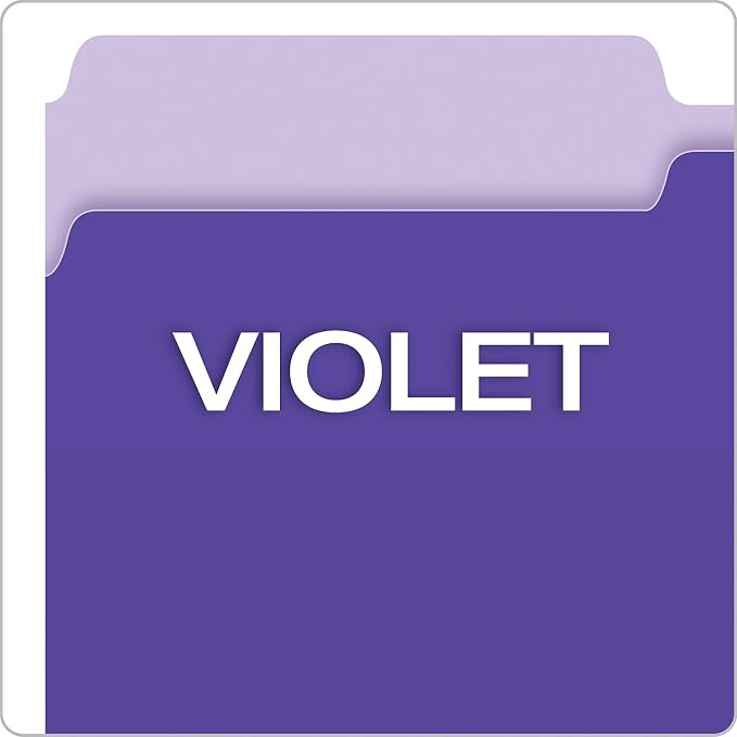 Pendaflex 435013VIO Interior File Folders, 1/3 Cut Top Tab, Legal, Violet (Box of 100)