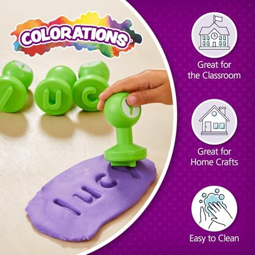 Colorations Alphabet Dough Stampers Set, Lowercase Letters, 26 Letter Stamps for Toddlers & Preschool Kids, Learn ABC & Spelling, Play Dough Creative Play for Classrooms, Daycare, School, Homeschool | For Toddlers & Preschoolers, Learn ABCs & Spelling,...