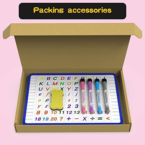 Small Dry Erase White Board with Stand, Double Sided Dry Erase Board for Kids, Foldable Small White Board Portable Mini Whiteboard with Lines & Holder for Home School Office