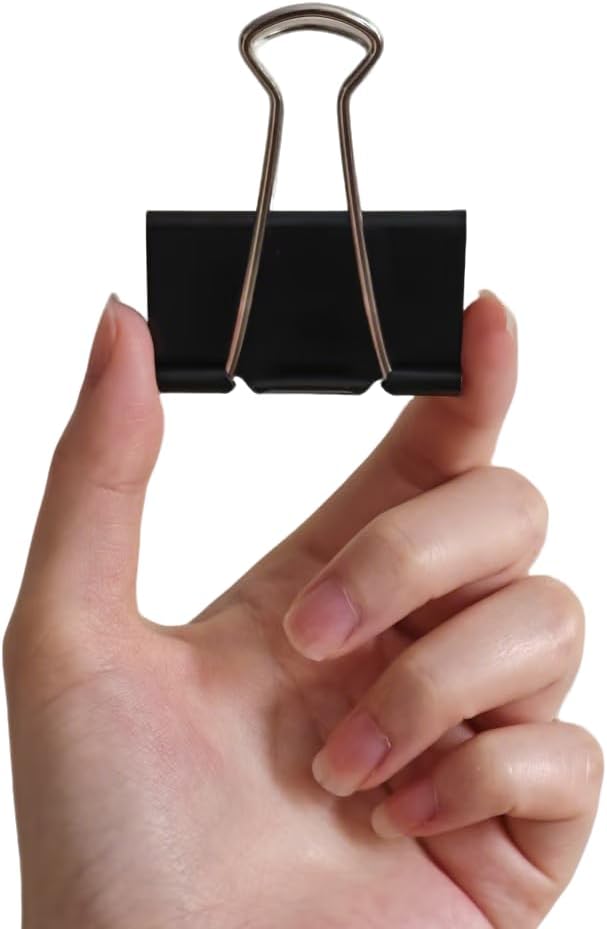 Amazon Basics Sturdy Binder Clips, Office Supplies, Large 2 in, Document Organizing, Black, 48 Count