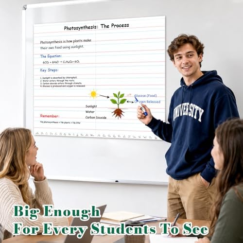 Giant Magnetic Handwriting Paper 24 x 28 in, Large Magnetic Lined Paper for Whiteboard, Dry Erase Reusable Magnetic Notebook Paper for Classroom, Teacher Supplies, Homeschool & Writing Practice