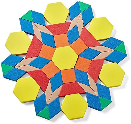 hand2mind Foam Pattern Blocks, Geometric Shapes for Kids, Pattern Play, Toddler Pattern Blocks, Learning Shapes for Kindergarten, 3D Shapes Manipulatives, Sorting Math Blocks (Set of 1,250)
