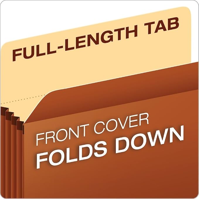 Pendaflex File Pockets, 1.75 Inch Expansion, Brown, Letter, 25 per Box (1514C-OX) (Pack of 4)