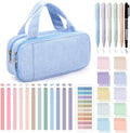 Jutom 39 Pcs Aesthetic Book Annotation Kit,Light Blue,Classic Style