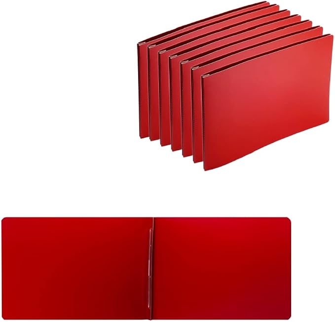 Fiberboard Binder Folder, Sheet Size 11" x 17", with 3" Capacity 220mm Long Metal Prong Paper Fastener, for Pressboard Report Cover, Red, 8 per Box