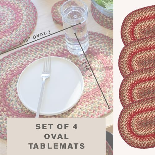 Homespice Cider Barn Jute Braided Table Mats, Oval 10x15 Set of 4