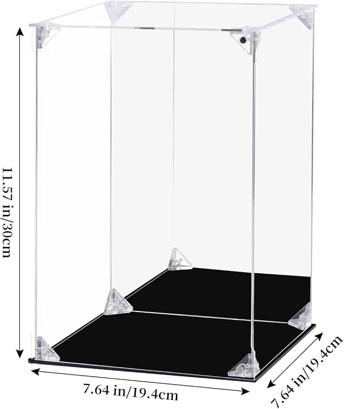 Display Case for Collectibles Assemble Clear Acrylic Box Alternative Glass Case for Display Action Figures Home Storage Organizing Toys (Internal dim 7.5X7.5X11 inch)