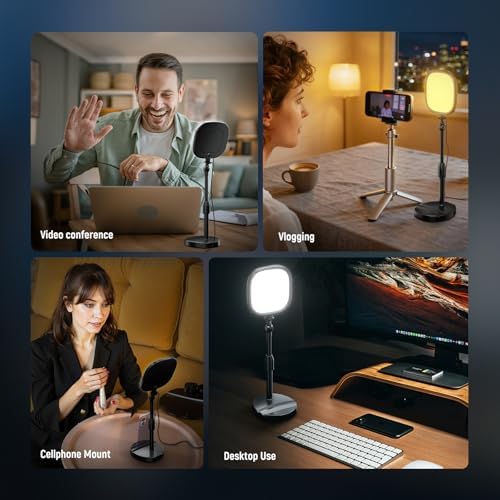 NEEWER Basics 5" Full Screen LED Ring Light with Stand for Desk Video Calls, CRI95, 10W Bi Color Edge Lit Zoom Conference Lighting for Computer Laptop Webcam Phone Streaming Recording, NL10