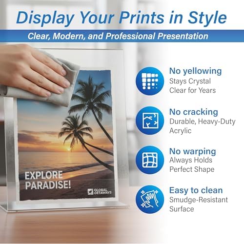 Azar Displays 112430-3PK Side Load Sign Holder 8.5x11 – Clear Flexible Plastic Display Stand, Slanted Acrylic Tabletop Frame for Menus, Signs– Pack of 3