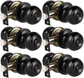 KNOBWELL 6 Pack Privacy Door Knob for Bathroom or Bedroom Door Knobs, Round Interior Door Knobs, Indoor Door Knob, Keyless Black Door Knob with Lock, Door Handle Lock for Interior Doors, Matte Black