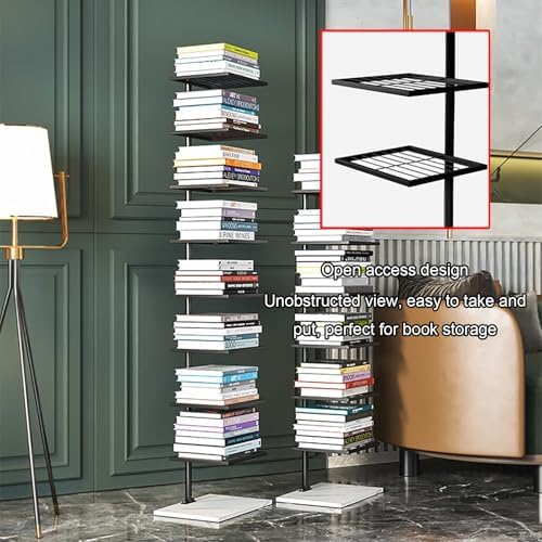 Modern Open Vertical Bookcase,Invisible Floating Storage Rack,Narrow Floor Standing Organizer for Small Spaces,Gold-150cm/59in