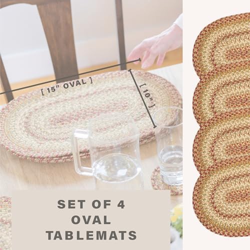 Homespice Harvest Jute Braided Table Mats, Oval 10x15 Set of 4
