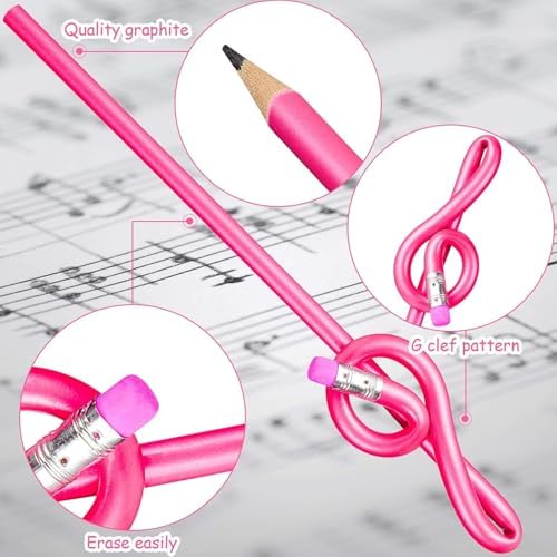 Zonon 28 Pack Treble Clef Pencils Music Note Pencils Colorful Wooden Pen for Students Bulk g Clef Pen with Eraser for Artists Kids Students Home Office School Supplies