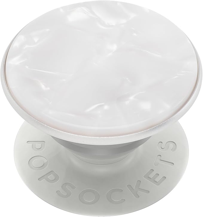 PopSockets Adhesive Phone Grip, Holder- Pearl White | Secure Comfortable Hold, Anti-Drop, Kickstand, White, Electronic Accessories, For iPad/Kindle/iPhone/Android