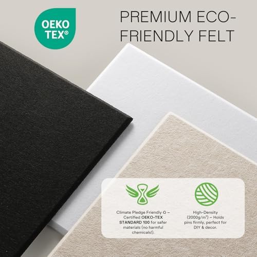 MaxGear Felt Bulletin Board 36" x 24", White Felt Wall Tiles Push Pins