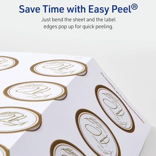 Avery Printable Round Labels, 2" Diameter, Matte White with Metallic Gold Borders, Permanent Adhesive, 120 Blank Labels, Great for Weddings, Showers, Holidays, and More (22875)