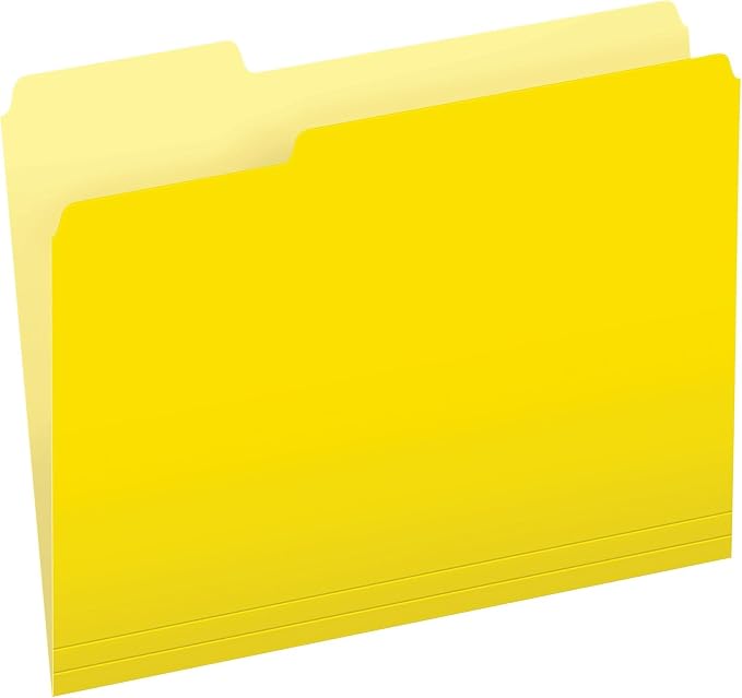 Pendaflex Two-Tone Color File Folders, Letter Size, Yellow, 1/3 Cut, 100 per Box (152 1/3 YEL)(Pack of 5)